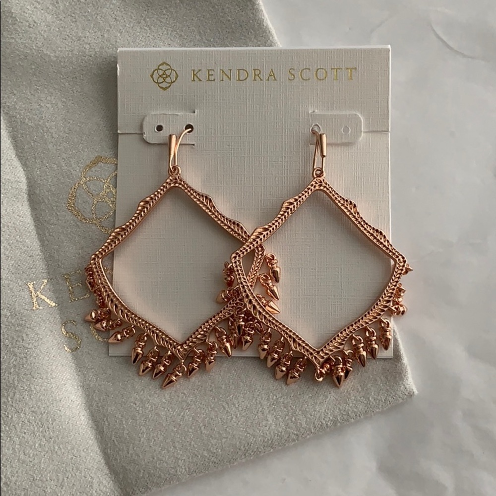 Kendra Scott Lacy Earrings in Rose Gold NWOT - Picture 2 of 4